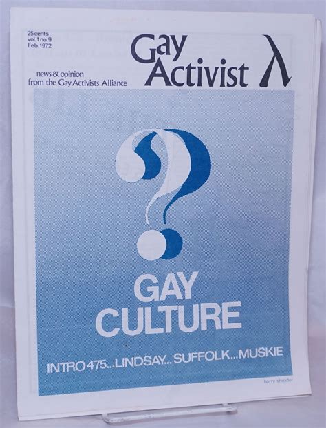 Gay Activist News And Opinion From The Gay Activist Alliance Vol 1 9 Feb 1972 Gay Culture