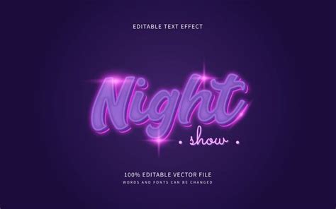 Premium Vector Night Show Neon Glowing Text Style Editable Words And