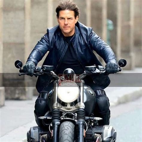 Tom Cruise Blue Biker Leather Jacket For Men Famejackets