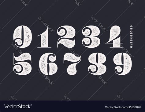 Number Font Classical French Didot Style Texture Vector Image