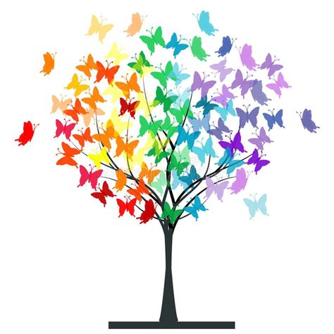 Butterflies Rainbow Tree Stock Illustration Illustration Of Design