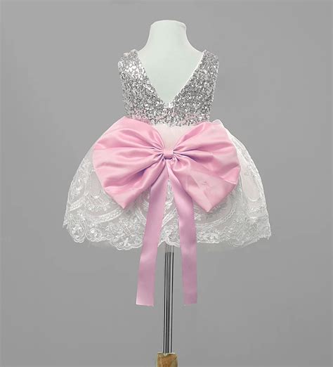 Baby Dress Princess New Sequins Flower Girl Lace Pink Bowknot Dress