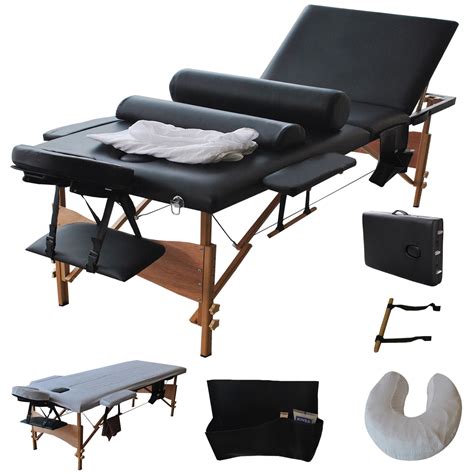 Costway 84 L 3 Fold Massage Table Portable Facial Bed W Sheet And Cradle Cover And 2 Bolster