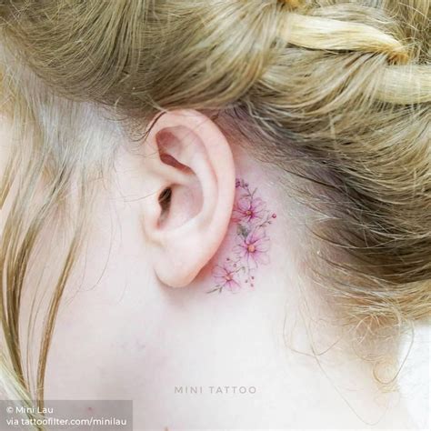 Flowers Behind The Ear In 2020 Behind Ear Tattoos Dainty Tattoos Tattoos