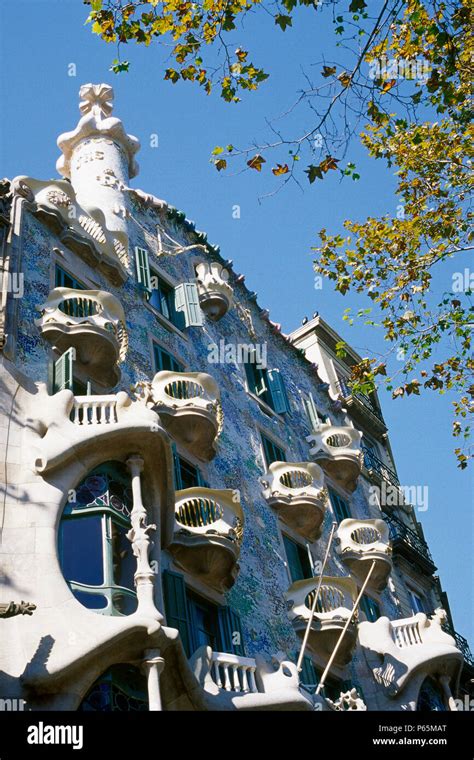 Facade Of Casa Batllo Apartment Building Designed By Antoni Gaudi