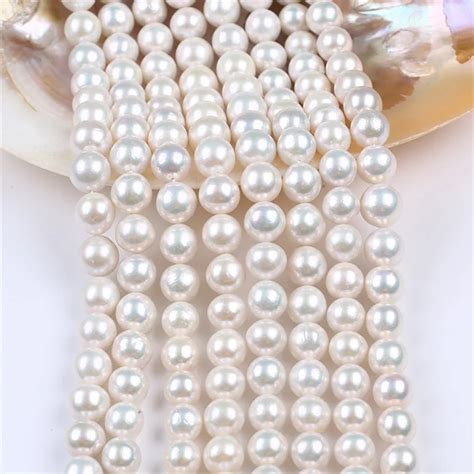 Mm Natural White Beads Round Edison Shape Baroque Freshwater Pearl For Necklace And