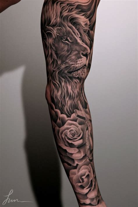 Want Lions And Roses Lion Tattoo Sleeves Mens Lion Tattoo Full