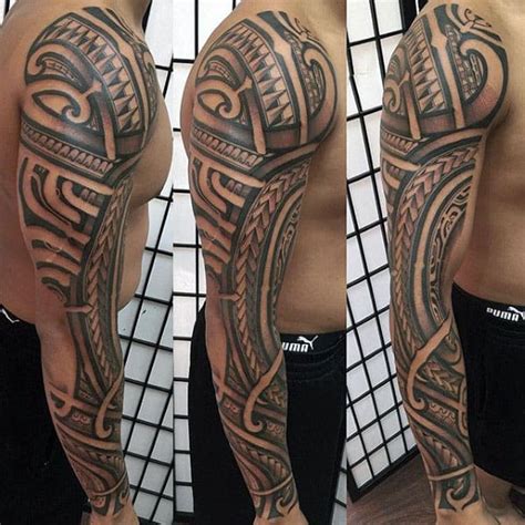 40 Polynesian Sleeve Tattoo Designs For Men Tribal Ink Ideas