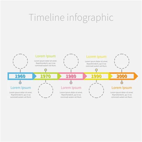 Timeline Ribbon Infographic With Empty Dash Line Circles And Text ⬇