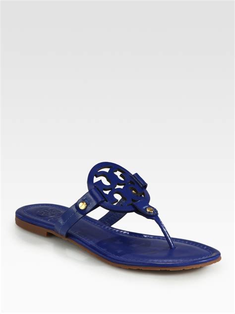 Tory Burch Miller Patent Leather Thong Sandals In Ocean Lyst