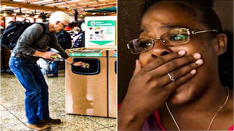 lady sees crying man throw package in airport trash what she digs out sparks a massive search