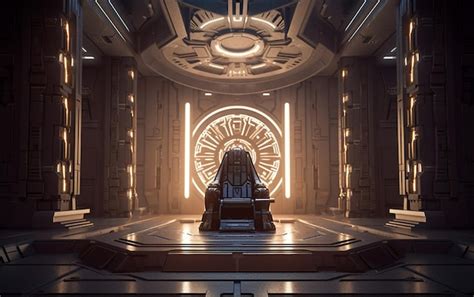 Premium Ai Image A Futuristic Room With A Throne In The Middle