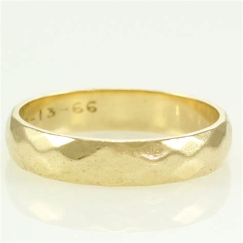 Vintage 14k Yellow Gold Faceted Wedding Band 48 Mm Wide Band Ring