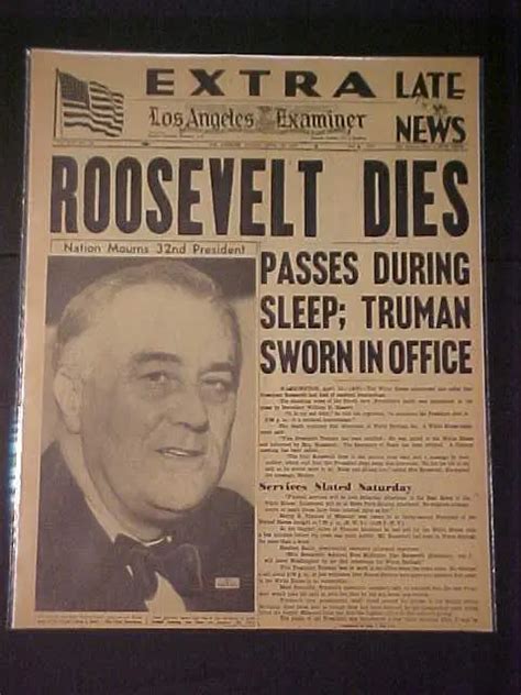 Vintage Newspaper Headlines~ World War 2 President Roosevelt Fdr Dies