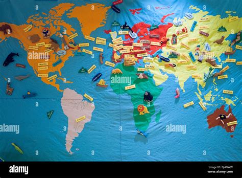 Interactive Tapestry World Map For Children Stock Photo Alamy