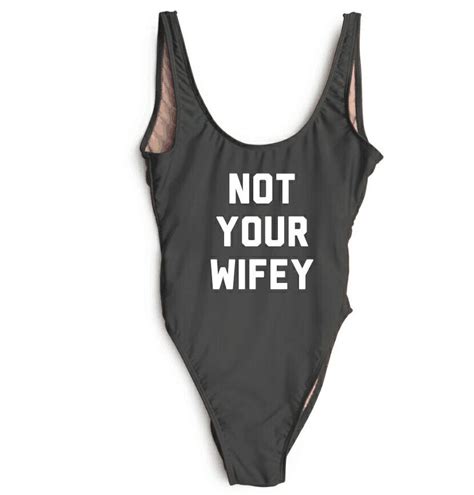 Not Your Wifey One Piecesuit Printing Swimwear Women High Cut Low Back