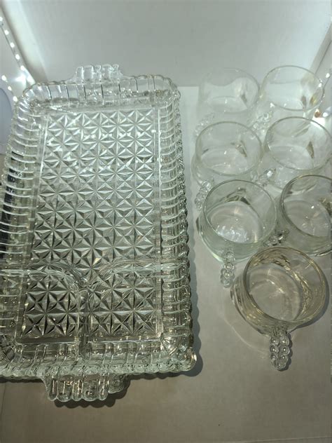 Pc Vintage Hazel Atlas Glass Sip Snack Smoke Set Etsy