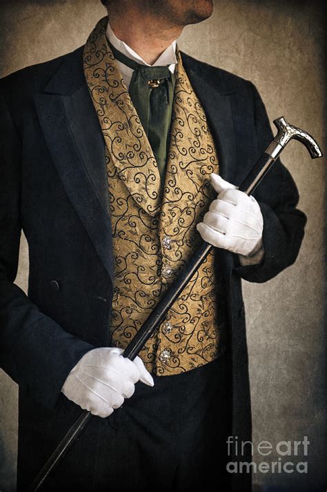 Victorian Man Holding A Silver Topped Cane Photograph By Lee Avison
