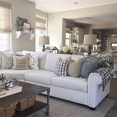 Farmhouse Living Room Ideas With Grey Couch