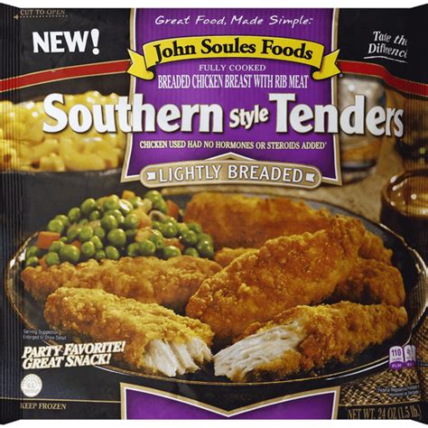 One of my favorite products was the just bare chicken, *organic* boneless skinless breast fillets, 1 lb packages. this chicken was really high quality, and it tasted great. John Soules Foods Tenders, Southern Style, Lightly Breaded ...
