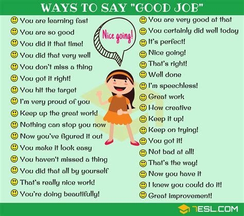 There are lots more synonyms listed on this site, for many different words. Good Job Synonym: 99 Ways to Say GOOD JOB in English • 7ESL