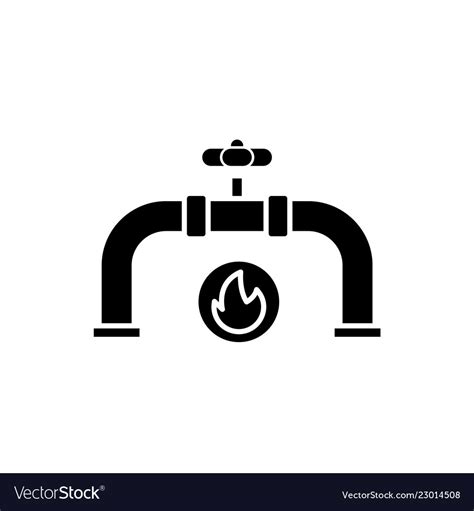 Gas Pipeline Black Icon Sign On Isolated Vector Image