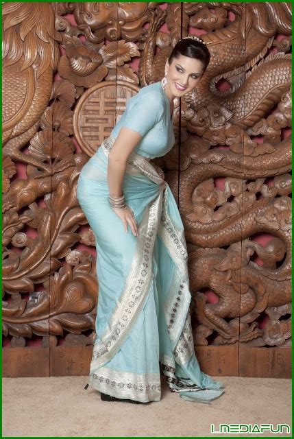 Sunny Leone July In Blue Sexy Saree Photoshoot Poses Hot Stills
