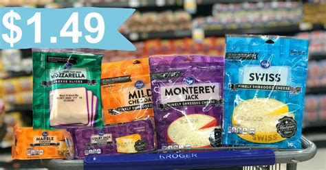 Kroger cheese, 8 oz, 99¢ with ecoupon, limit 5. Kroger Brand Cheese (Blocks, Shreds and Slices) ONLY $1.49 ...