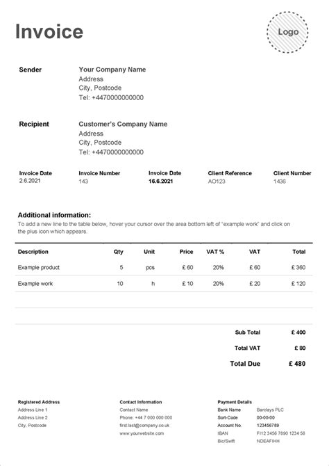 Free Invoice Templates Uk Templates In Word Excel And Pdf