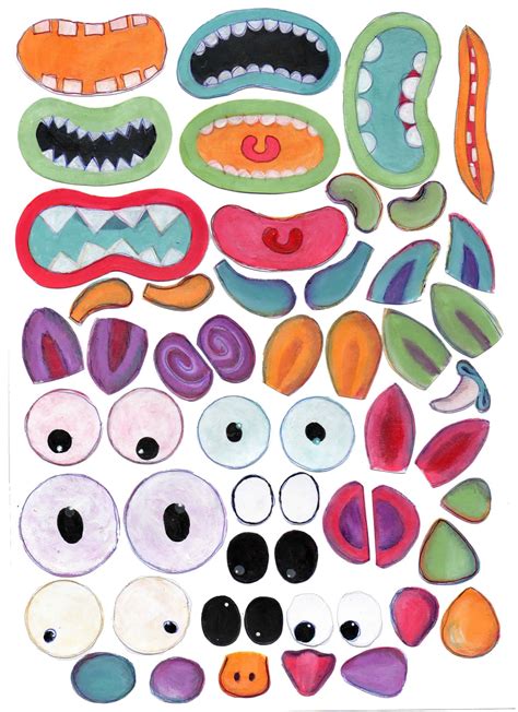 Printable Eyes Nose Mouth Monster Print Kids Art For Kids
