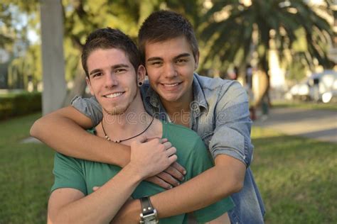 Happy Gay Couple Outdoors Stock Photo Image Of Couple 26495480