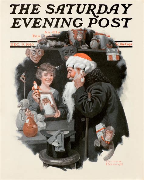 Playing Santa 1916 By Norman Rockwell Paper Print Norman Rockwell