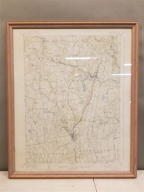 Vintage Framed 1942 Reprint Of 1892 Edition Map Of Winsted Connecticut