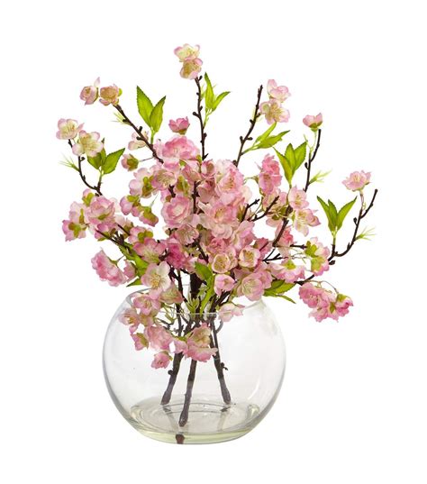 Nearly Natural 14 Cherry Blossom In Vase Joann Flower Arrangements Large Glass Vase