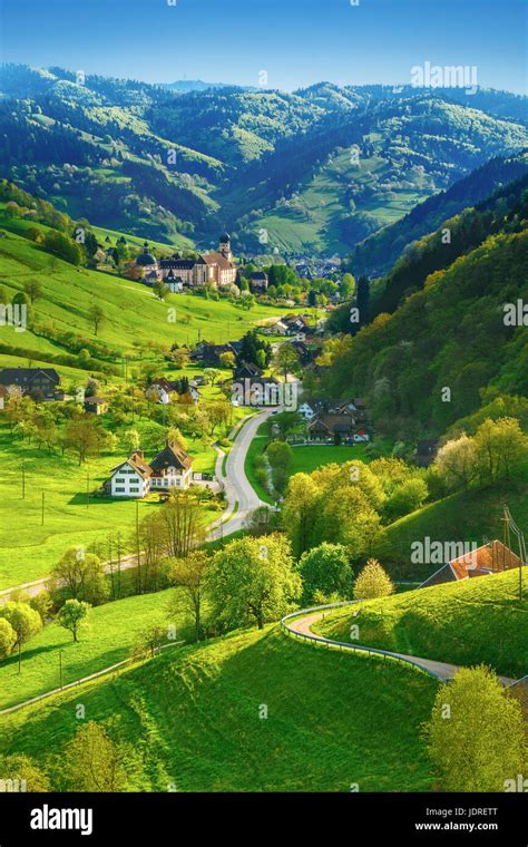 Beautiful Summer Landscape Green Mountain Valley With Picturesque