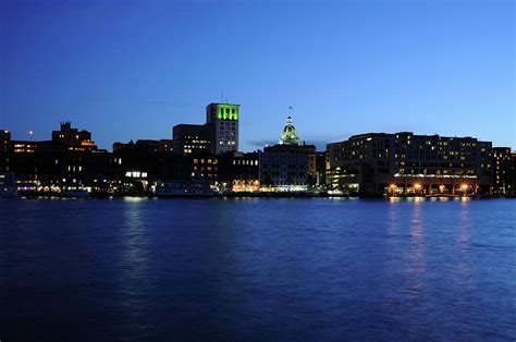 Savannah Riverfront At Night By Landbysea