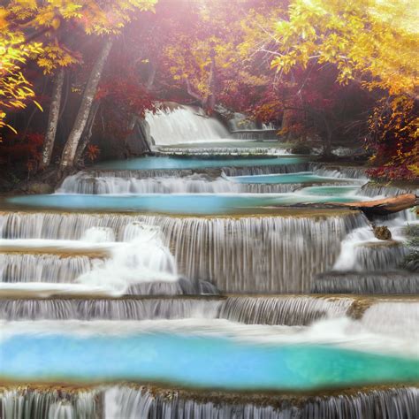 Erawan Falls Wallpaper 4k Aesthetic Autumn Waterfall