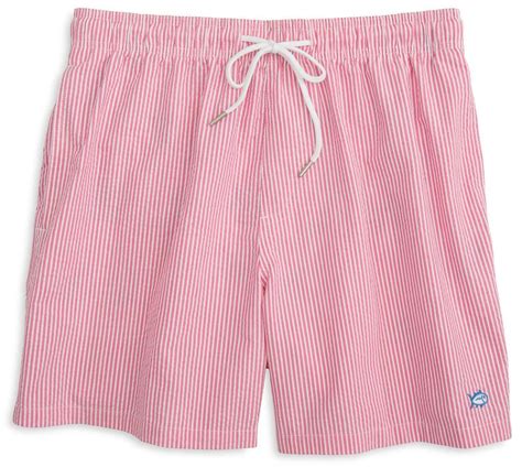 Southern Tide Seersucker Swim Trunks In Pink