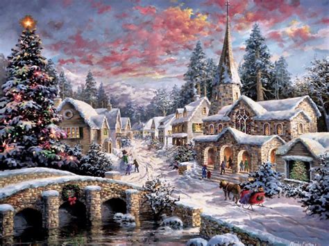 Free Download Christmas Village Scene Wallpapers Happy Holidays