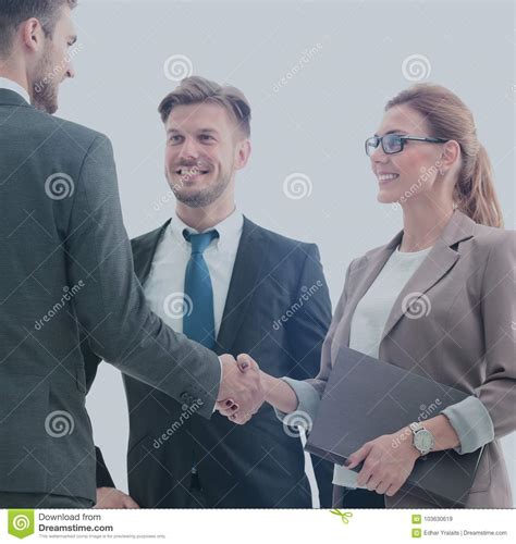 Business People Shaking Hands During A Meeting Stock Image Image Of