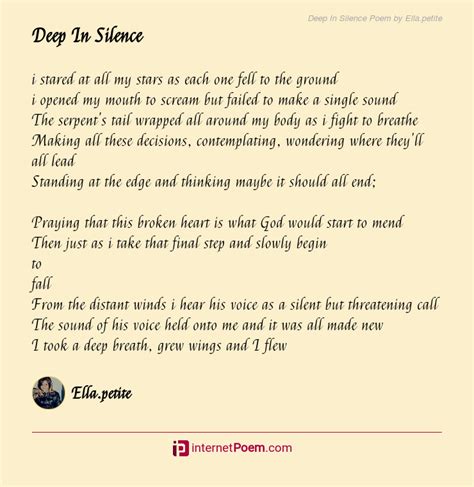 Deep In Silence Poem By Ellapetite