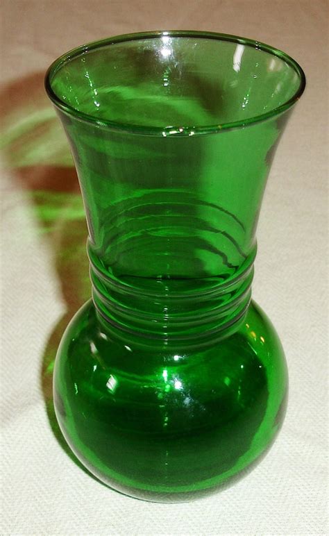 Antique Small Green Depression Glass Vase By Harmoneescreations