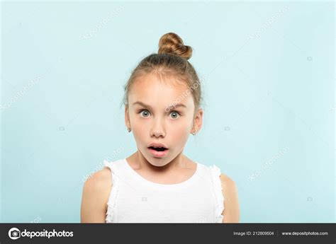 Surprised Shocked Girl Open Mouth Emotional Face Stock Photo By