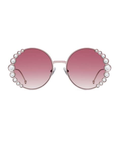 Fendi 58mm Oversized Round Swarovski Crystal Sunglasses In Pink Lyst