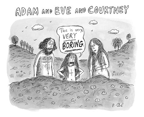 Adam And Eve And Courtney In The Garden Of Eden Drawing By Roz Chast