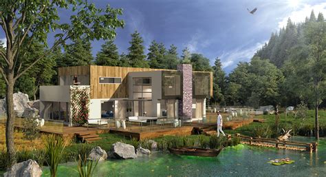 3d Render House At The Lake On Behance