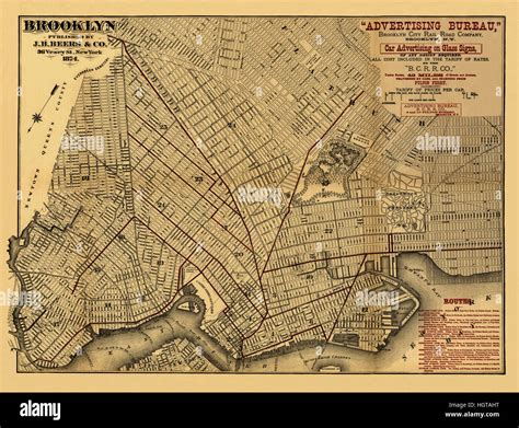 Map Of Brooklyn 1874 Stock Photo Alamy