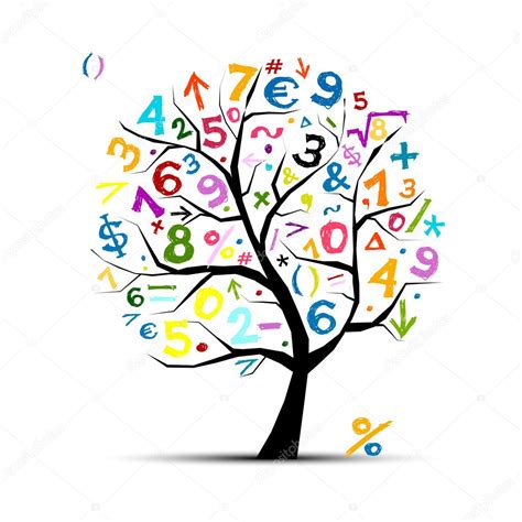 Art Tree With Math Symbols For Your Design — Stock Vector © Kudryashka