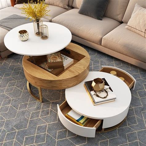 Coffee table as design as functional? Modern Round Coffee Table with Storage Lift-Top Wood ...