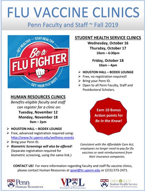 Flu Shot Flyer 2019final Penn Professional Staff Assembly